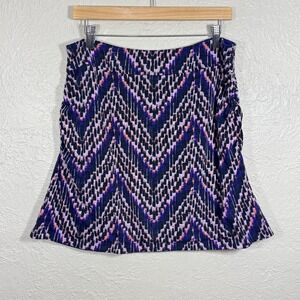 Title Nine Skirt Large Reversible Purple Chevron Ruched Tennis‎ Prep Pickleball